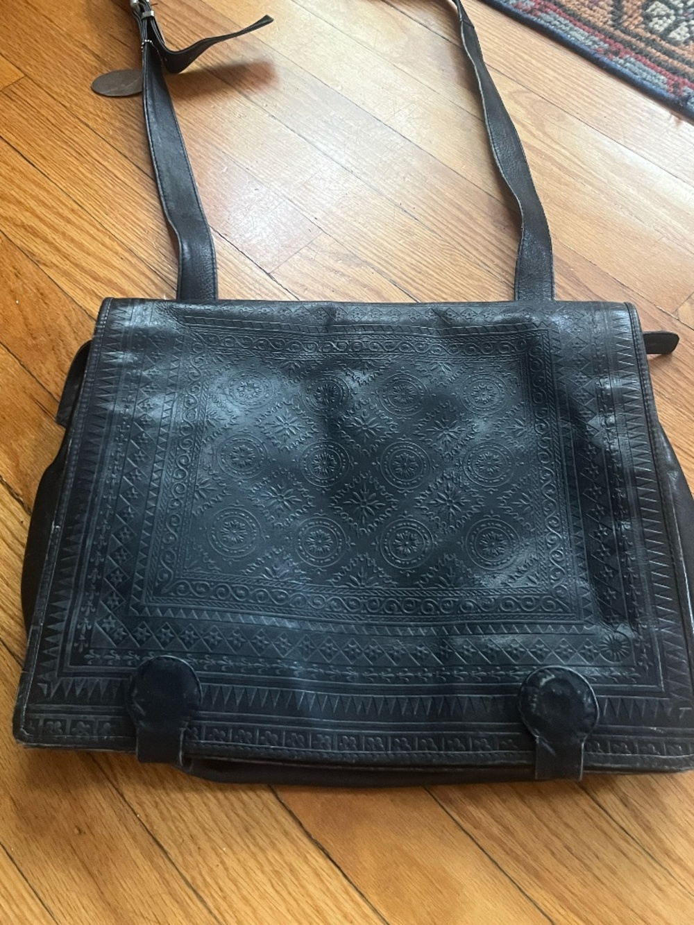 Y2K VTG Kenneth Cole New York Embossed Leather Laptop Briefcase Bag